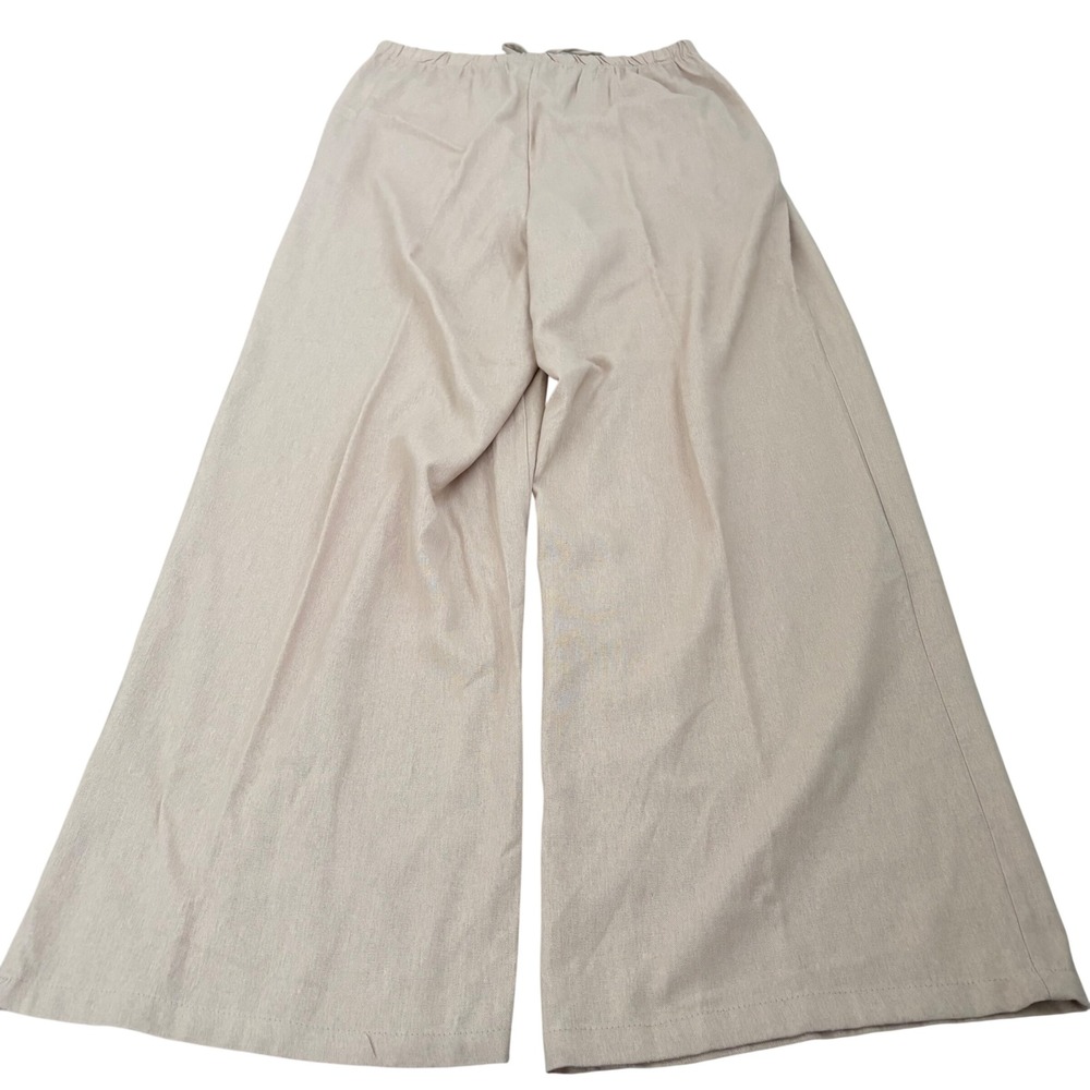 Hippie Rose Womens Tan Wide Leg Linen Blend Drawstring Pants Office  Size L Boho - Picture 2 of 11